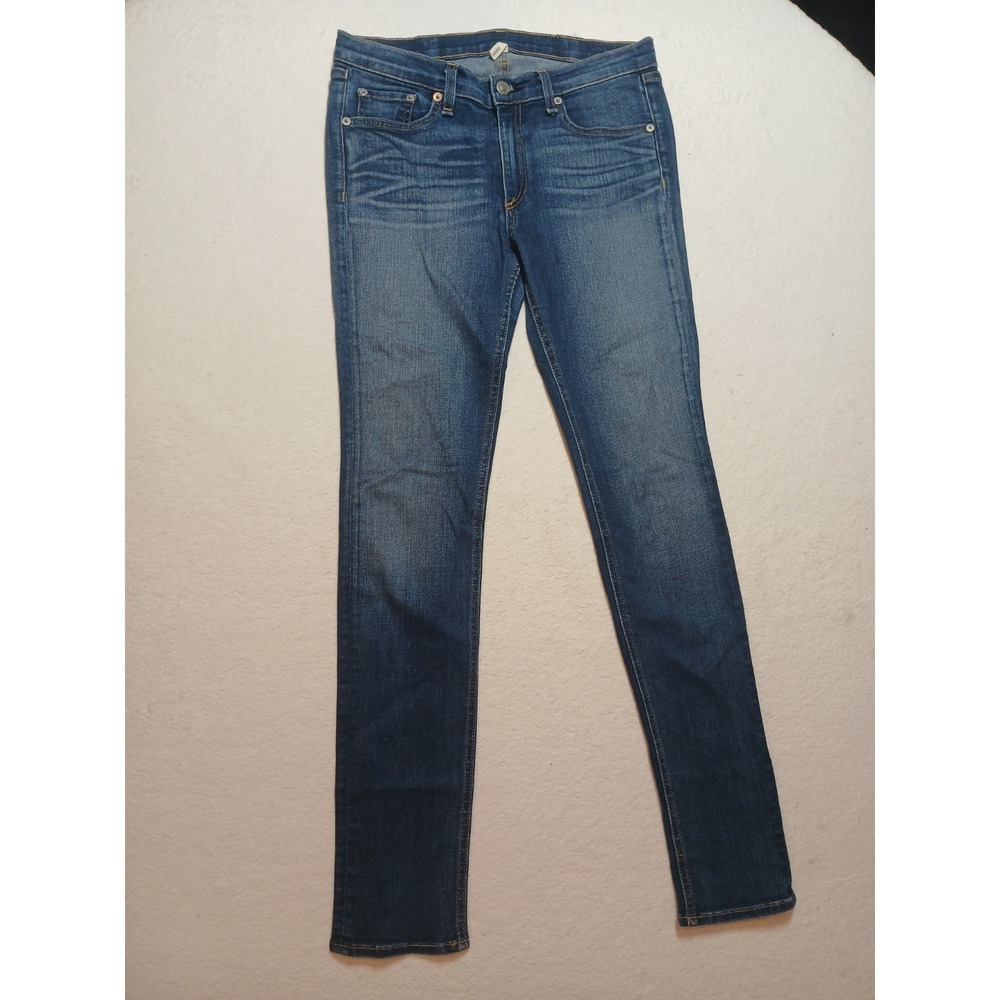 Rag & Bone Skinny Jeans Womens Size 29 Blue Zip Fly USA Distressed Pants